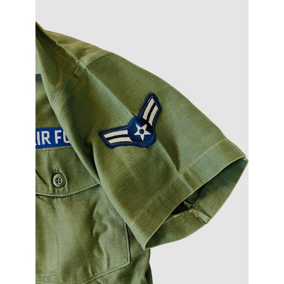 Vintage US Air Force Collins Shirt Uniform Army Green Size 15 1/2 x 35 W/ Patch - Picture 4 of 8